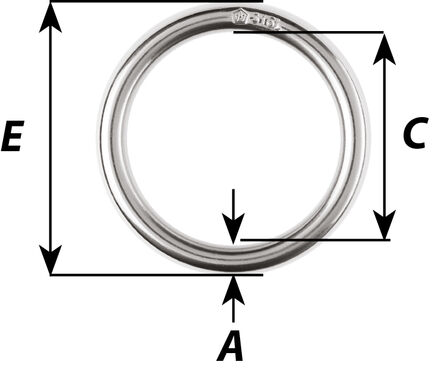 Anneau rond inox wichard pour voilier ou bateau à moteur